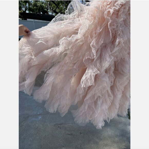 NEW $998 Mac Duggal [ 2 ] Corset One Shoulder Glitter Tulle Gown Light Pink Q754 - Picture 12 of 15